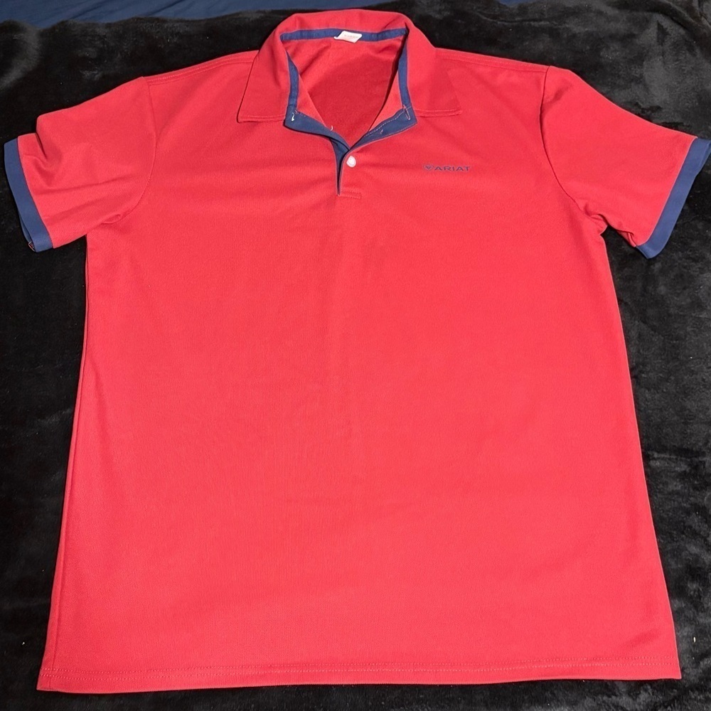 Ariat-Burgundy Men’s Polo Shirt with Blue Accents SZ XL